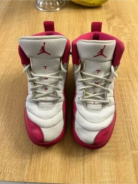 Jordan Retro 12 Kids White & Pink Sneakers
